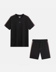 Bộ đồ hè nam phối dọc tay vai hình in trước ngực