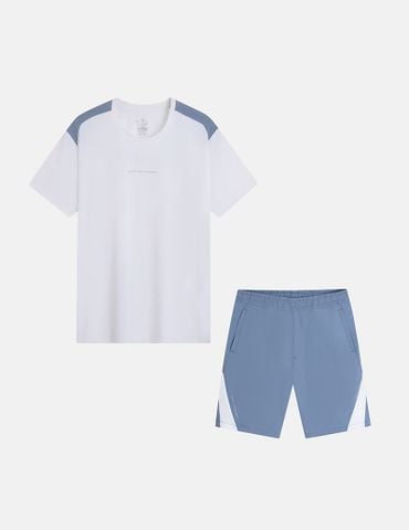 Bộ đồ hè nam áo phối vai in ngang ngực