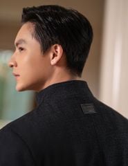 Áo khoác dạ nam cổ đứng mác da sau lưng