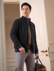 Áo khoác dạ nam cổ đứng mác da sau lưng