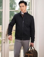 Áo khoác dạ nam cổ đứng mác da sau lưng