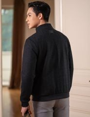 Áo khoác dạ nam cổ đứng mác da sau lưng