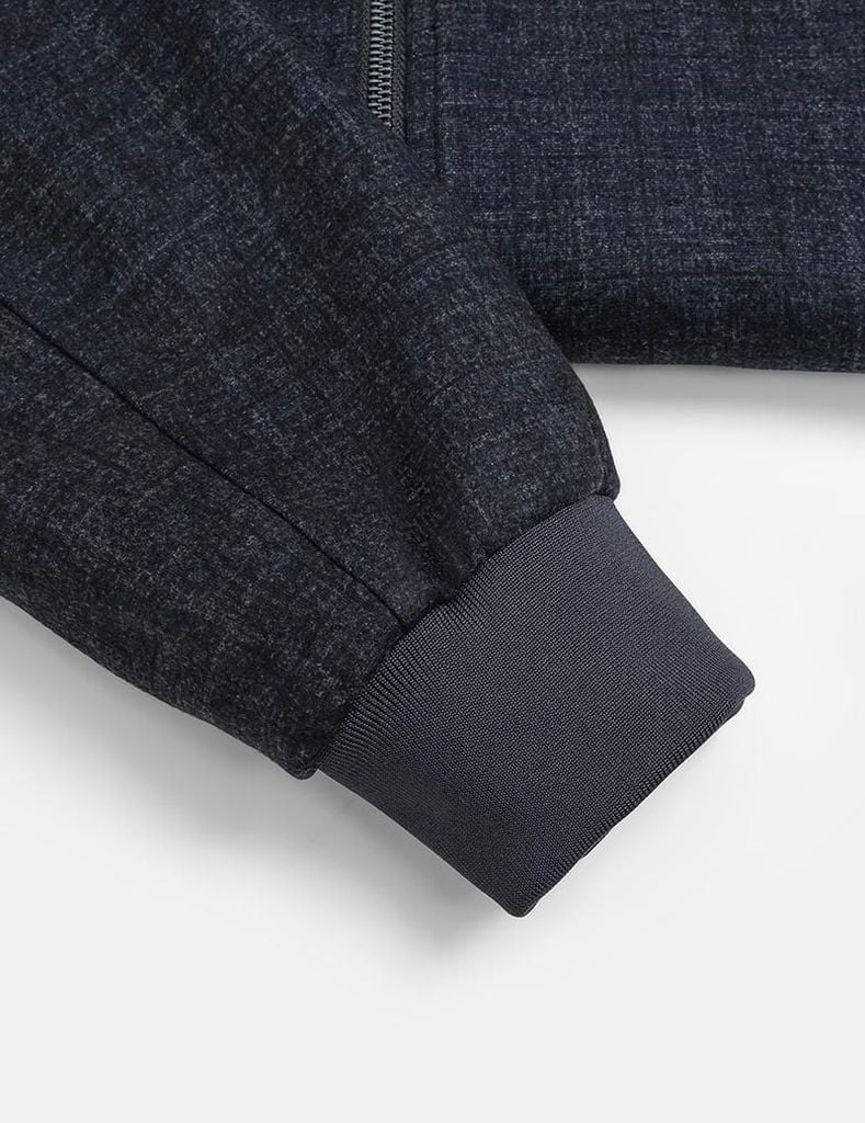 Áo khoác dạ nam cổ đứng mác da sau lưng