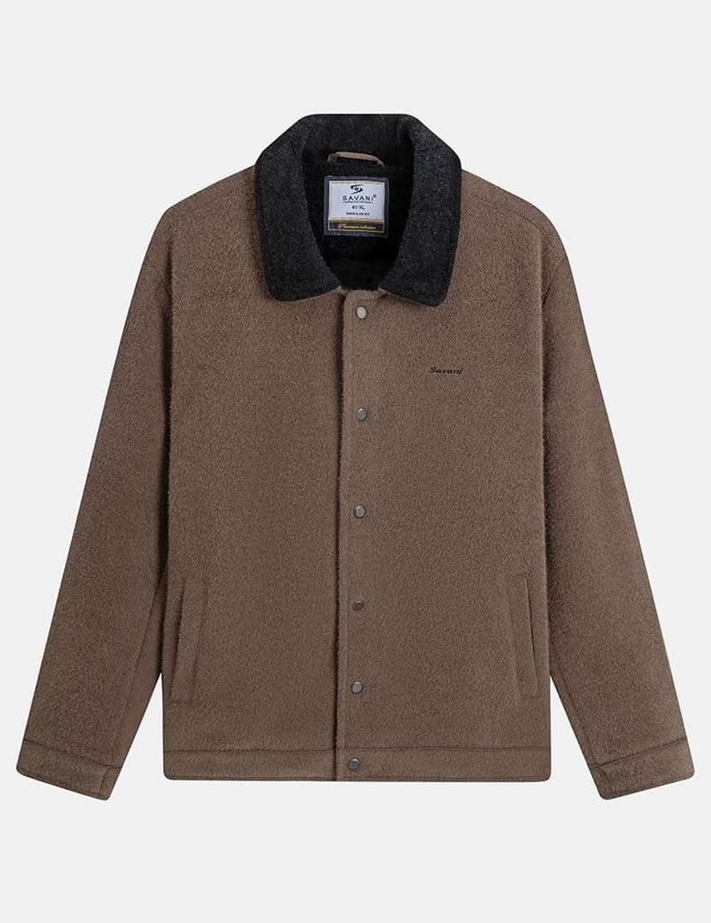 Áo khoác dạ nam cổ bẻ cúc bấm