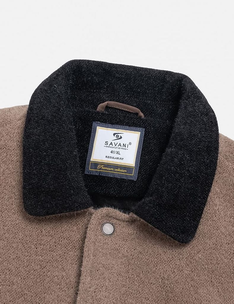 Áo khoác dạ nam cổ bẻ cúc bấm