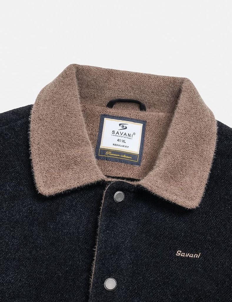 Áo khoác dạ nam cổ bẻ cúc bấm