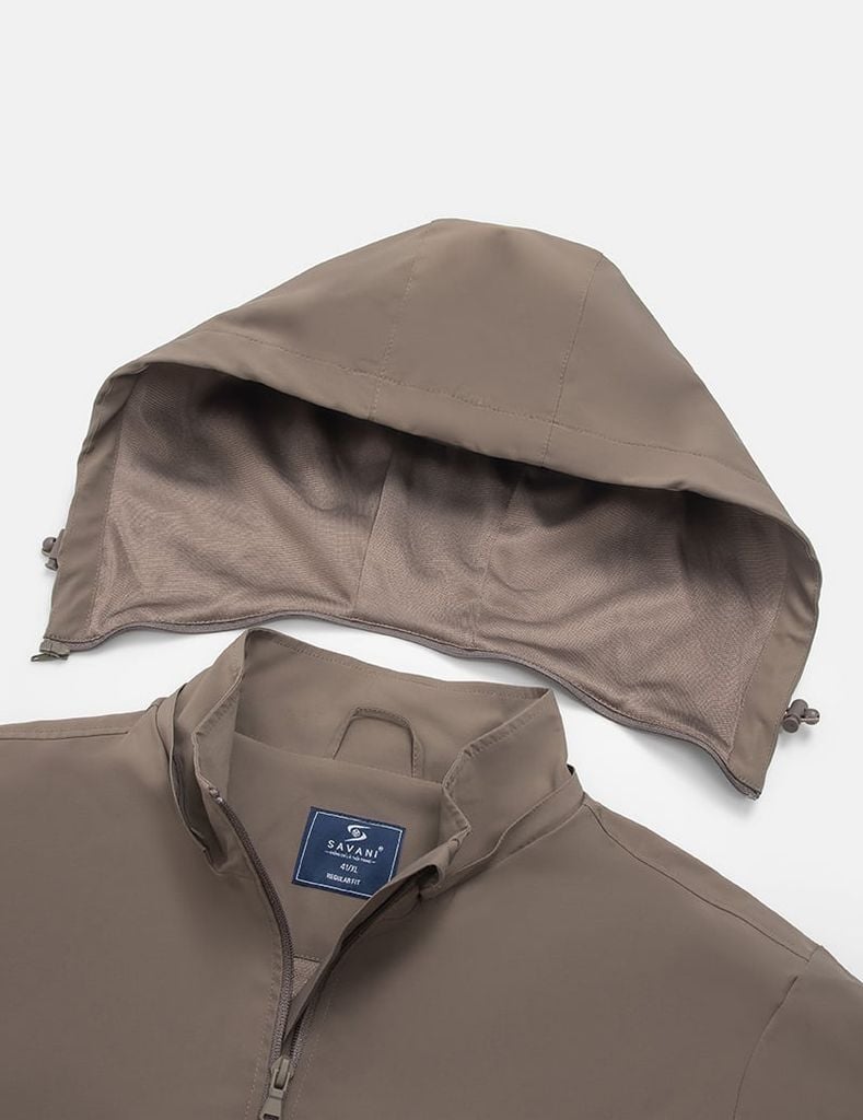 Áo khoác gió có mũ nam In logo trước ngực