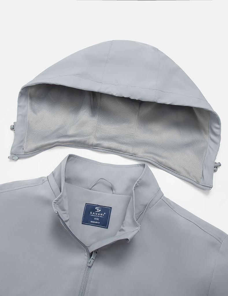 Áo khoác gió có mũ nam In logo trước ngực