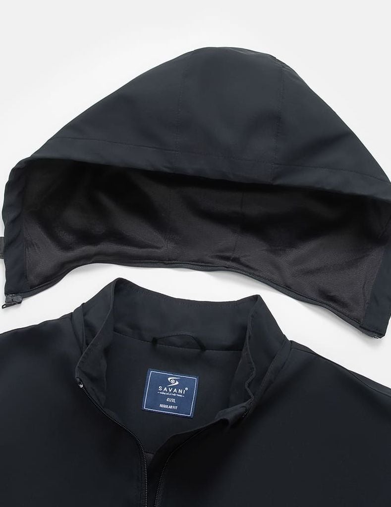 Áo khoác gió có mũ nam In logo trước ngực
