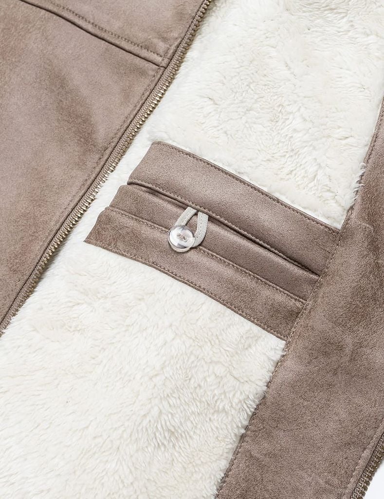 Áo khoác da lộn nam cổ dựng