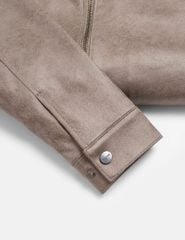 Áo khoác da lộn nam cổ dựng