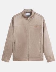 Áo khoác da lộn nam cổ dựng