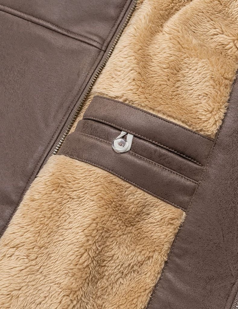 Áo khoác da lộn nam cổ dựng