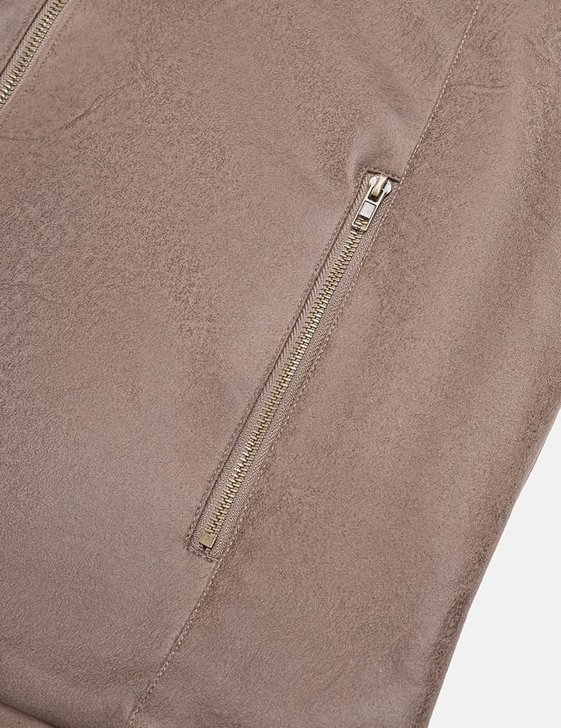 Áo khoác da lộn nam cổ dựng