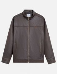 Áo khoác da lộn nam cổ dựng