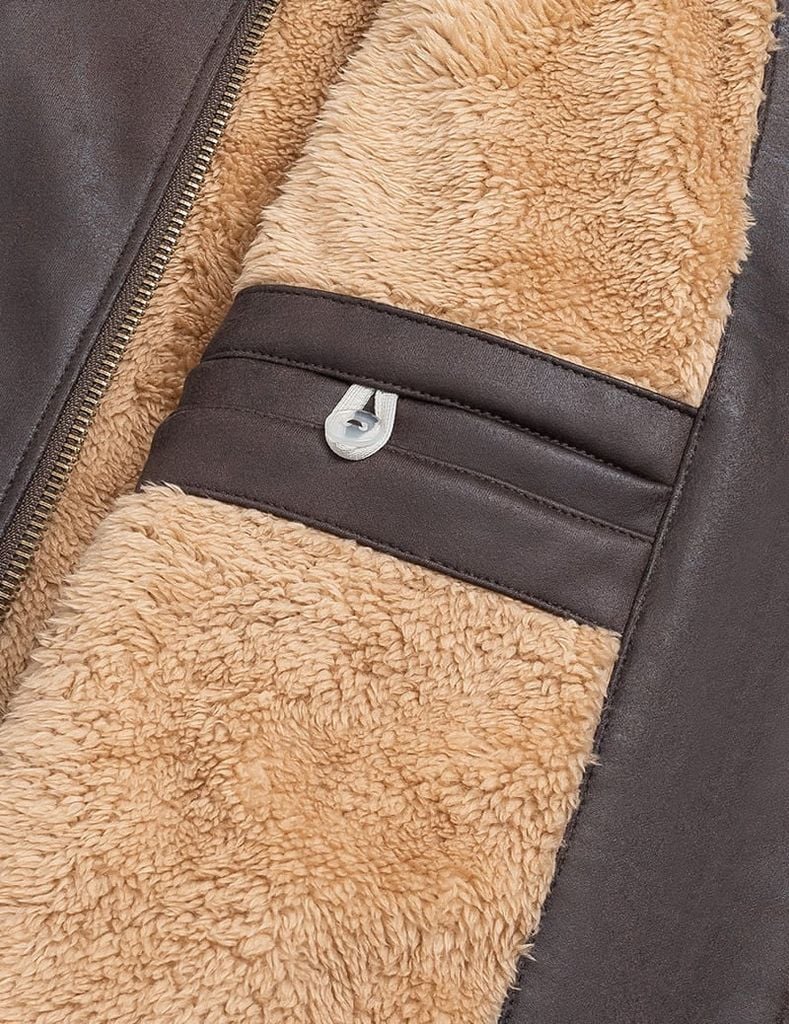 Áo khoác da lộn nam cổ dựng