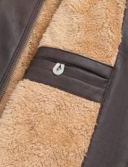 Áo khoác da lộn nam cổ dựng