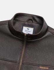 Áo khoác da lộn nam cổ dựng