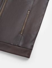 Áo khoác da lộn nam cổ dựng