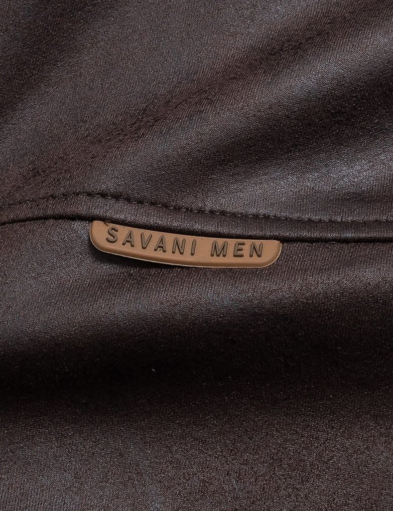 Áo khoác da lộn nam cổ dựng