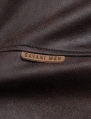 Áo khoác da lộn nam cổ dựng