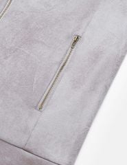 Áo khoác da lộn nam cổ dựng