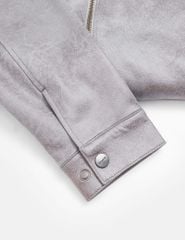 Áo khoác da lộn nam cổ dựng