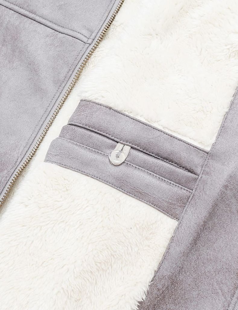 Áo khoác da lộn nam cổ dựng