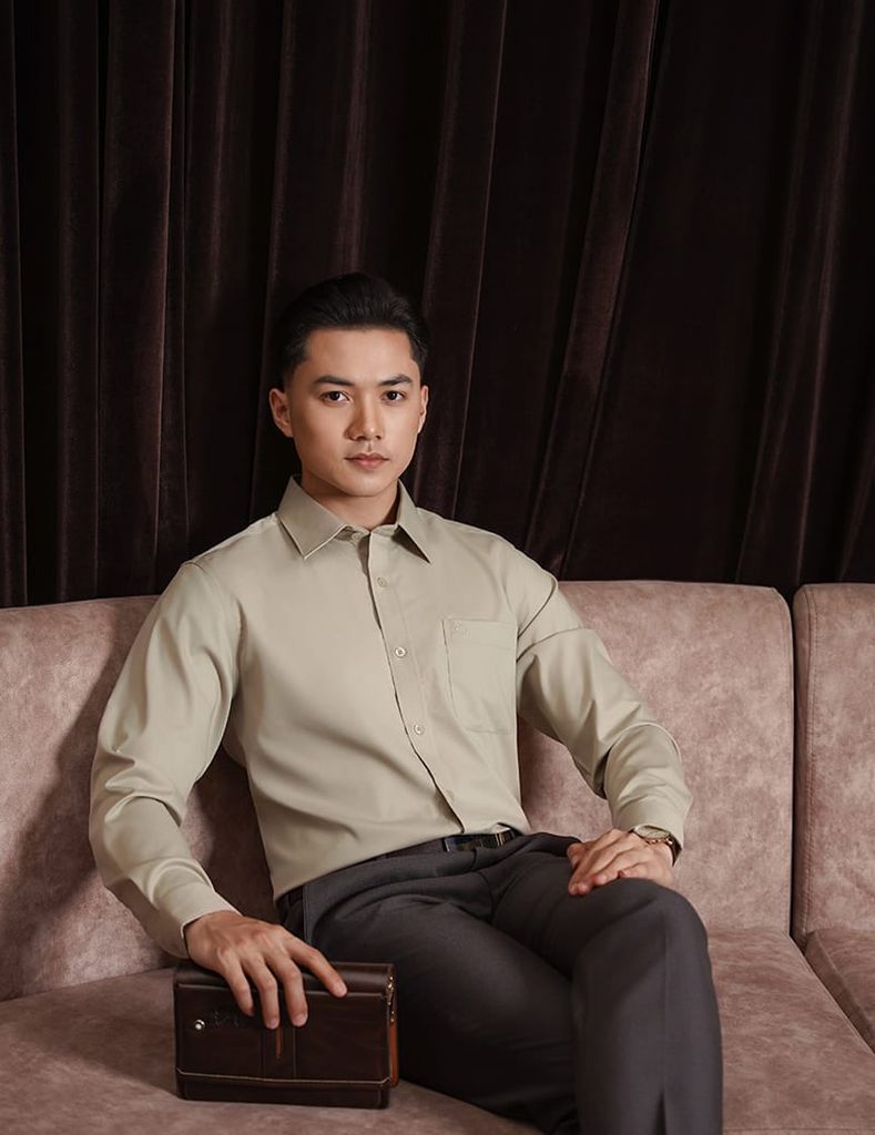 Sơ mi dài tay tà lượn có túi MLS460K4