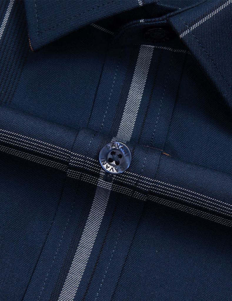 Áo sơ mi kẻ nam dài tay tà lượn không túi