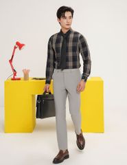 Áo sơ mi kẻ dài tay nam tà lượn không túi