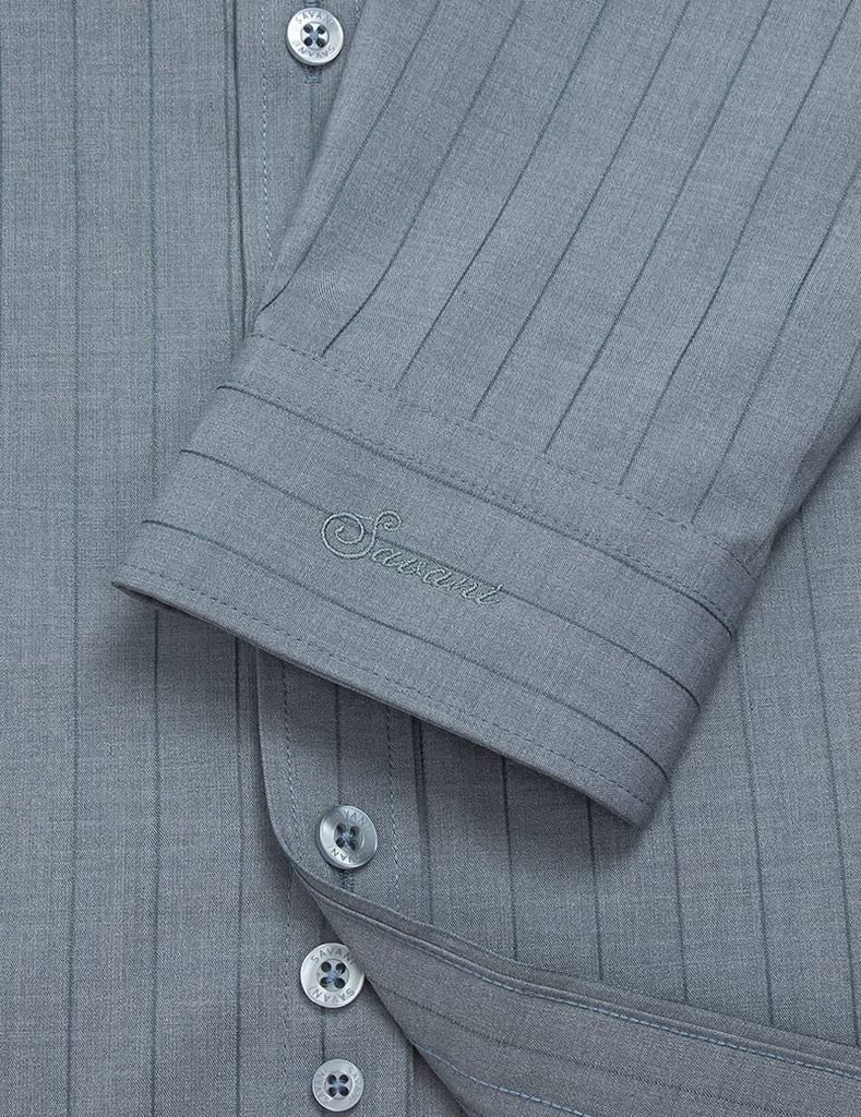 Áo sơ mi nam dài tay kẻ nhỏ tà lượn không túi