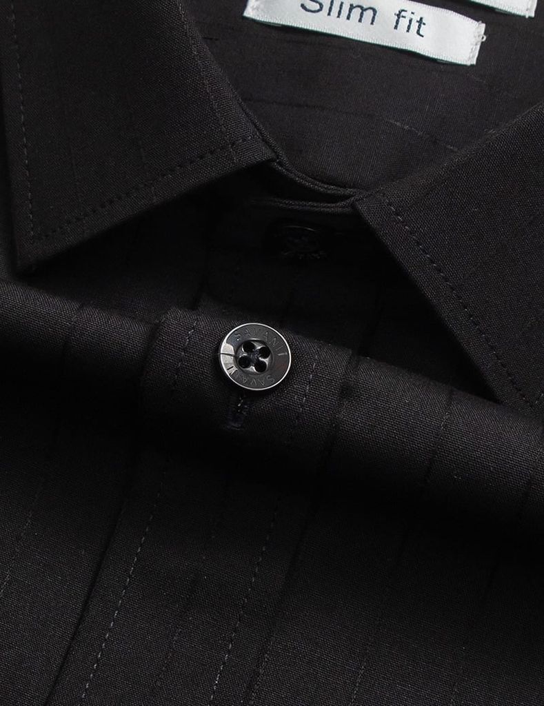 Áo sơ mi dài tay nam kẻ nhỏ tà lượn không túi