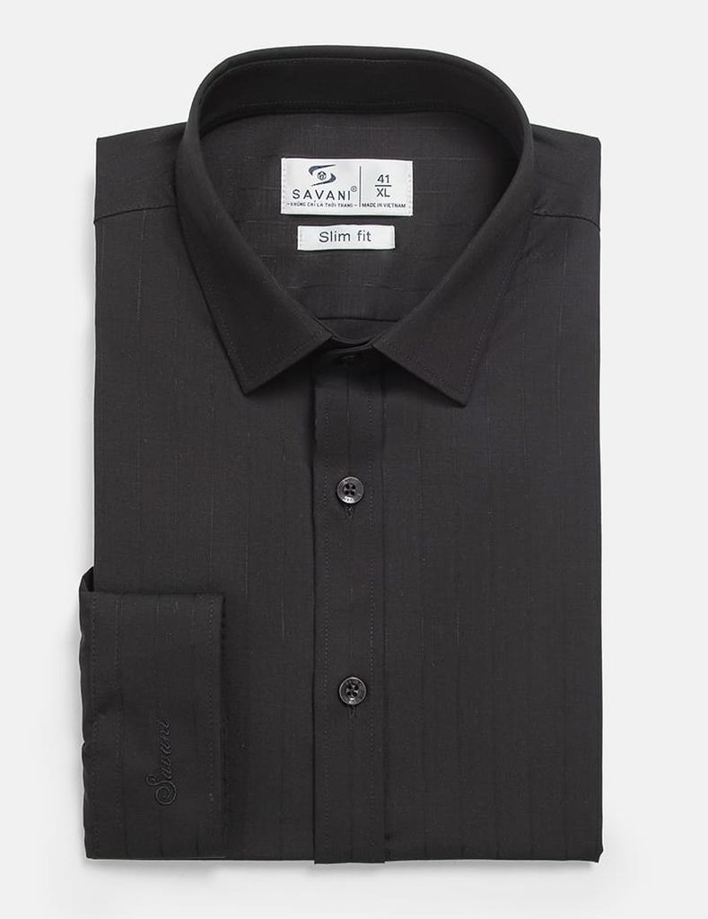 Áo sơ mi dài tay nam kẻ nhỏ tà lượn không túi