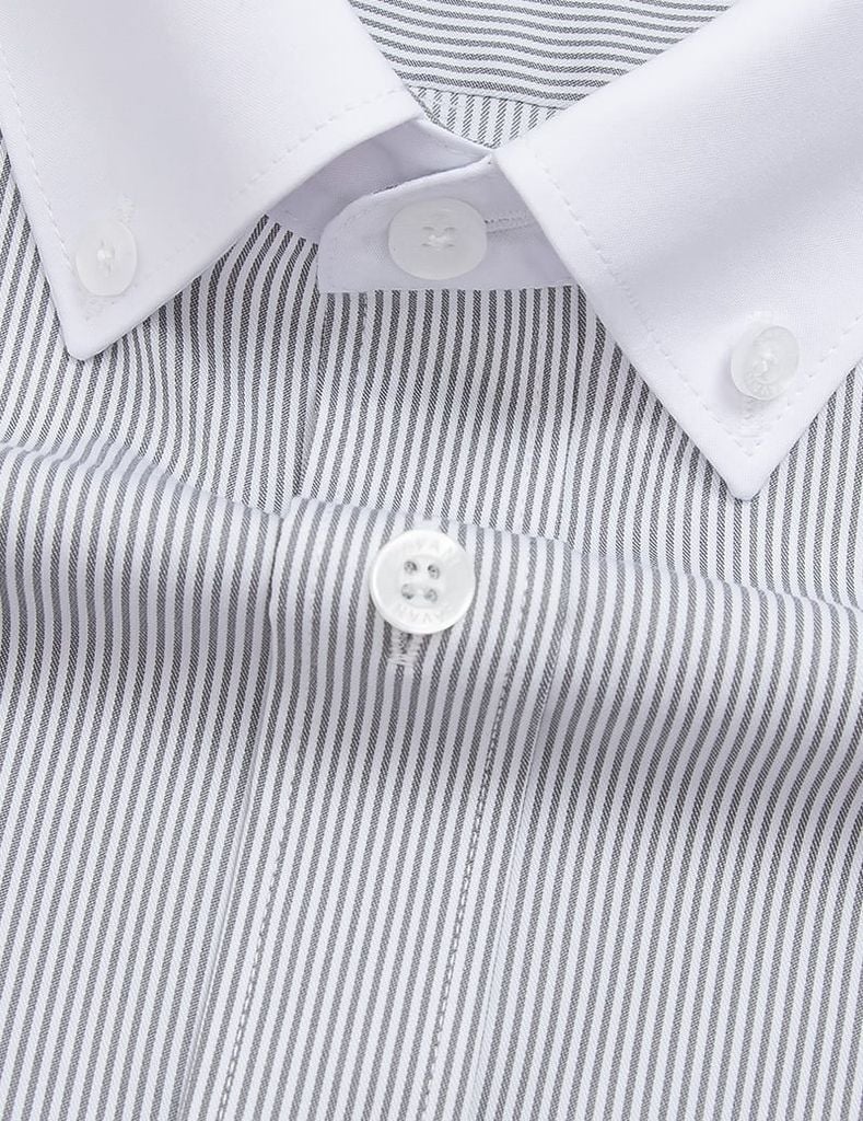 Áo sơ mi nam dài tay tà lượn không túi cổ phối màu