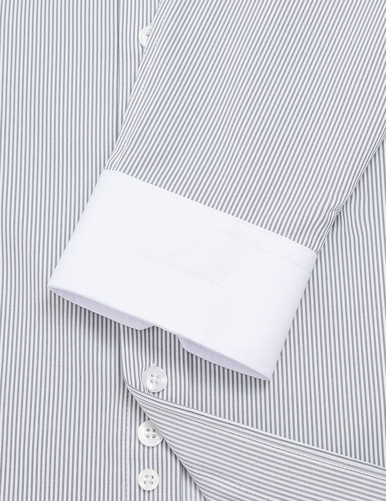 Áo sơ mi nam dài tay tà lượn không túi cổ phối màu