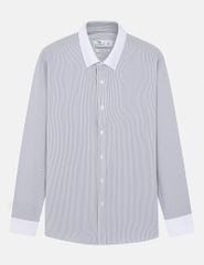 Áo sơ mi nam dài tay tà lượn không túi cổ phối màu