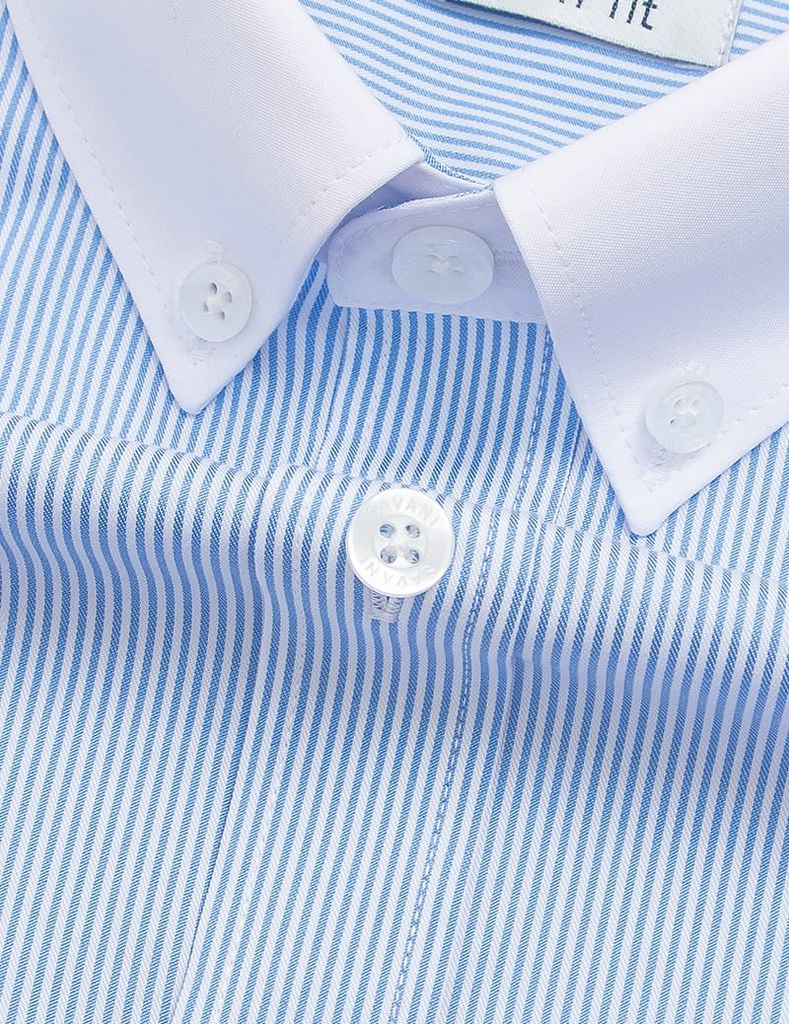 Áo sơ mi dài tay nam tà lượn không túi cổ phối màu