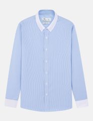 Áo sơ mi dài tay nam tà lượn không túi cổ phối màu