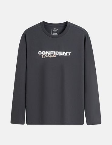 Áo thun dài tay nam cổ tròn hình in trước ngực