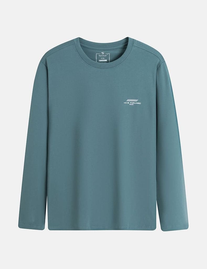 Áo thun dài tay nam cổ tròn hình in trước ngực