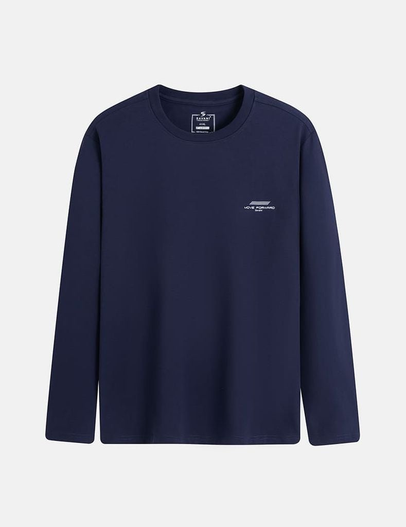 Áo thun dài tay nam cổ tròn hình in trước ngực