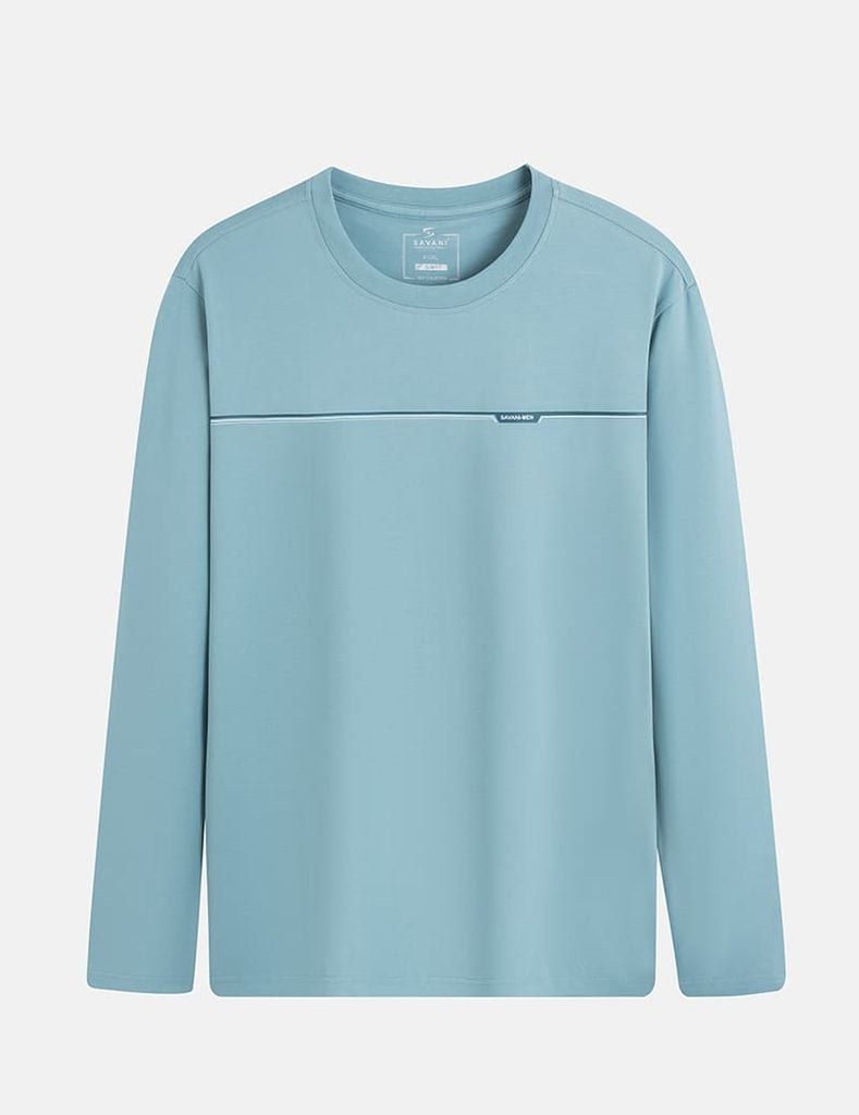 Áo thun dài tay cổ tròn nam hình in ngang ngực