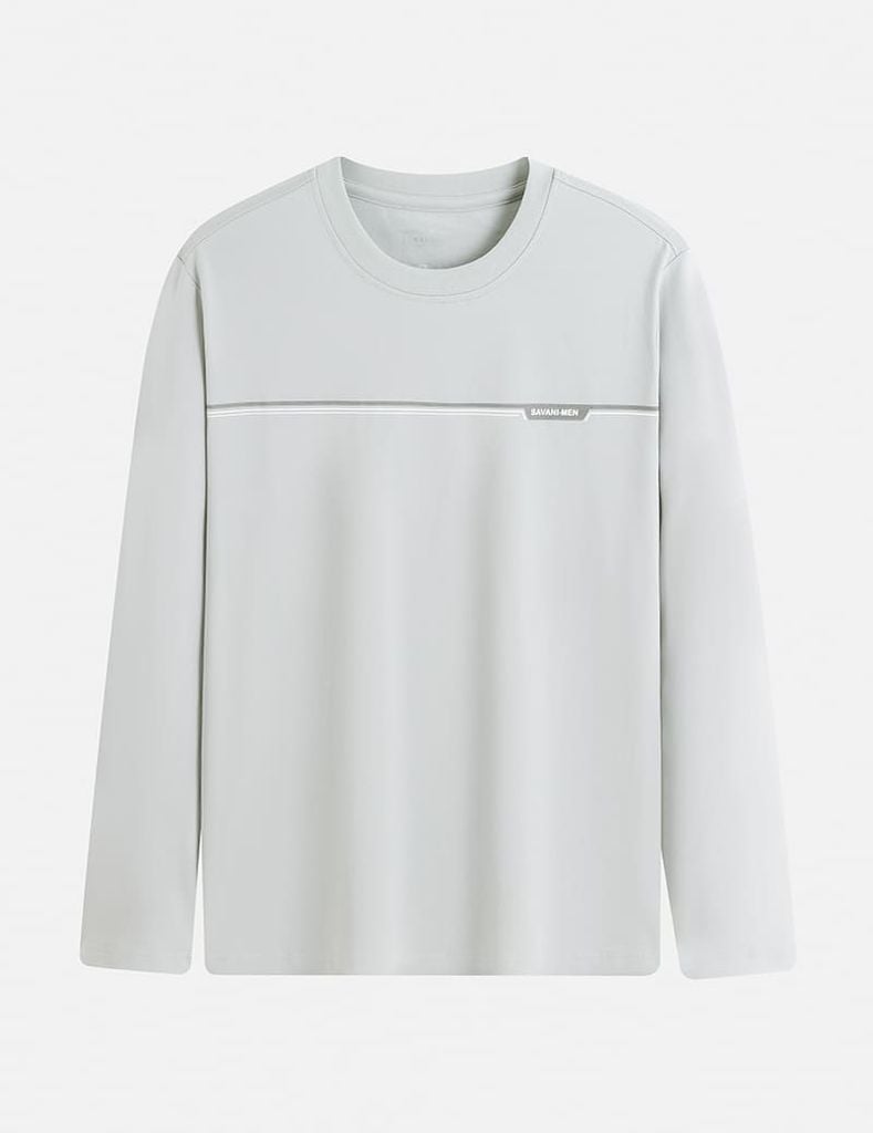 Áo thun dài tay cổ tròn nam hình in ngang ngực