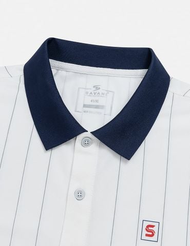 Áo polo ngắn tay nam kẻ sọc thêu logo trước ngực