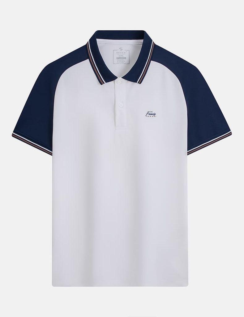 Áo polo nam phối tay hình in trước ngực