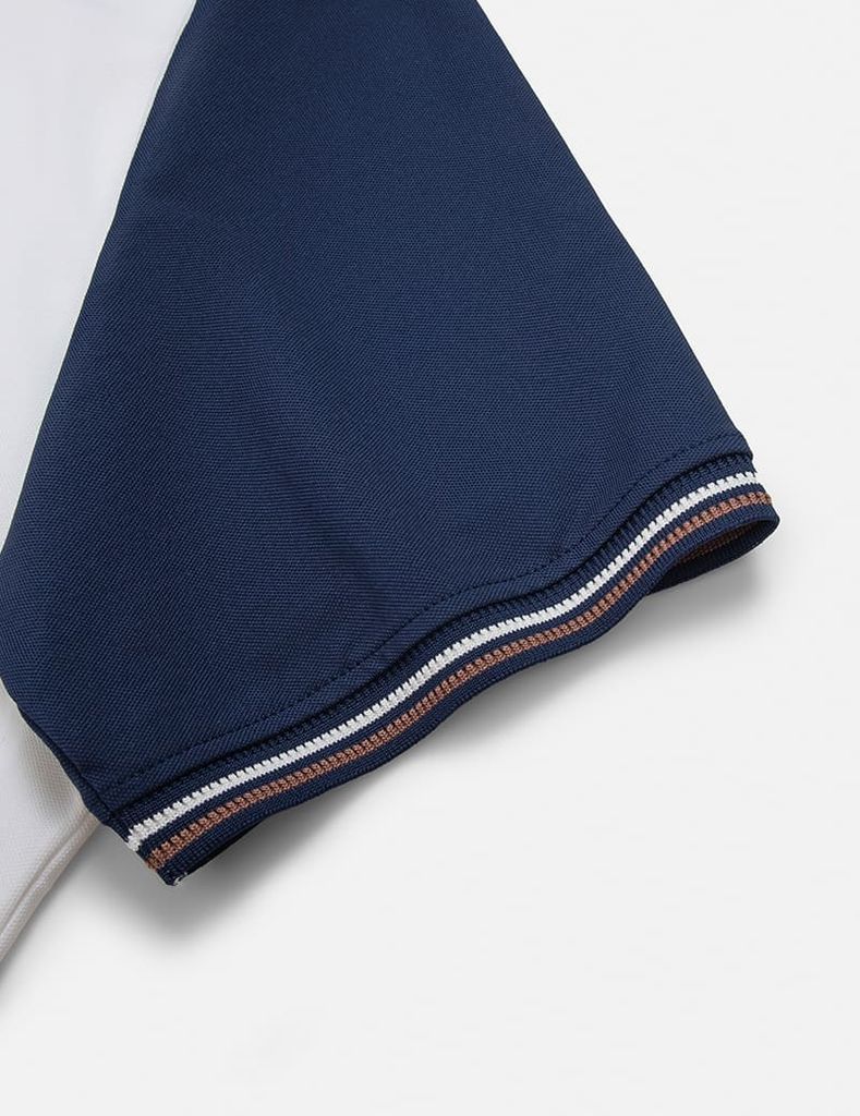 Áo polo nam phối tay hình in trước ngực