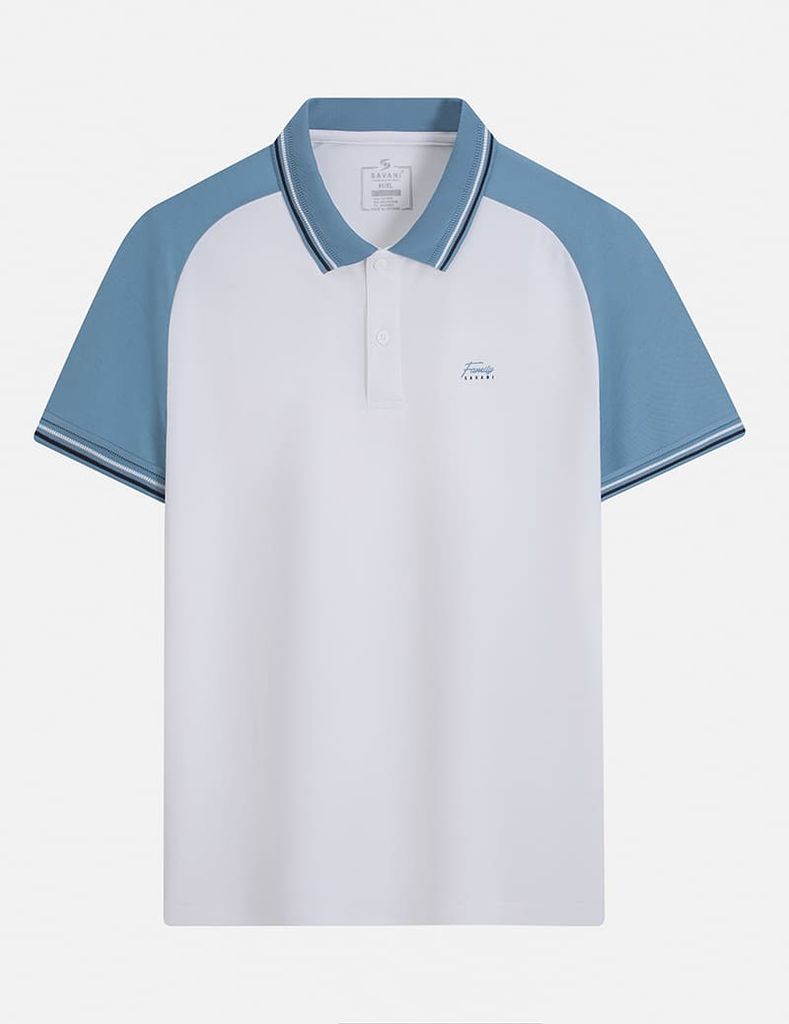 Áo polo nam phối tay hình in trước ngực