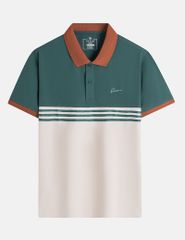 Áo polo ngắn tay nam thân phối màu hình thêu trước ngực