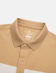 Áo thun ngắn tay có cổ nam logo cao su trước ngực